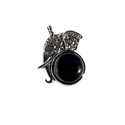 Aged Smoke Obsidian Elephant Pendant - Rosetta Riwari