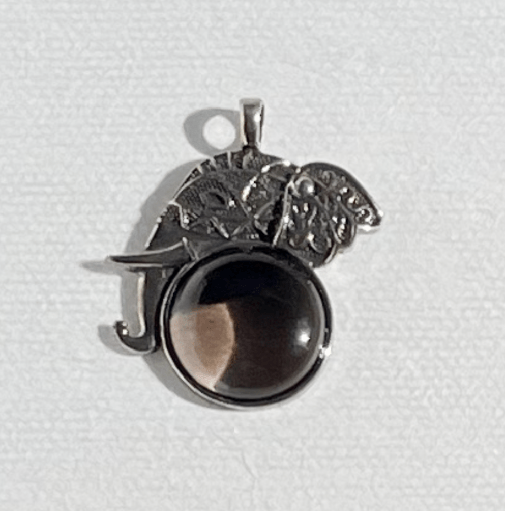 Aged Smoke Obsidian Elephant Pendant - Rosetta Riwari