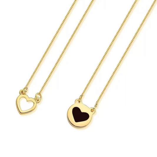 Reversible Heart & Circle Enamel Necklace